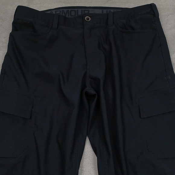 Under Armour Pants Mens 40x30 Black Cargo Pockets Loose Fit Storm Casual - Picture 2 of 9